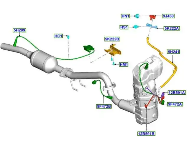 Ford Kuga czujnik DPF lokalizacja schemat