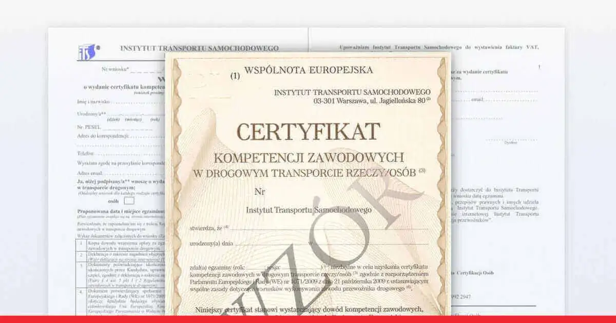 certyfikat kompetencji zawodowych wzór